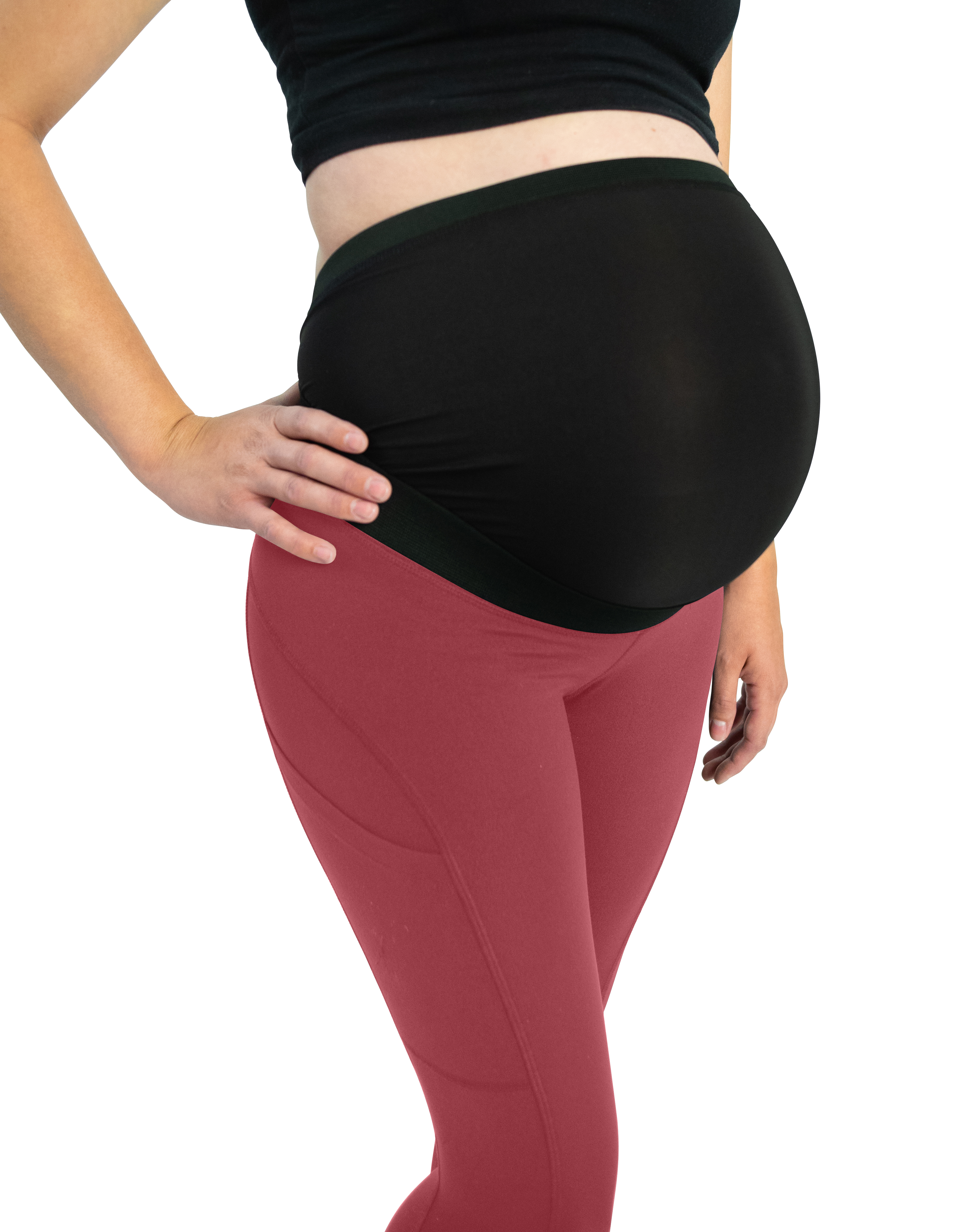 Mumberry® Dark Red Maternity Leggings with Over Belly Pregnancy Support - Mumberry
